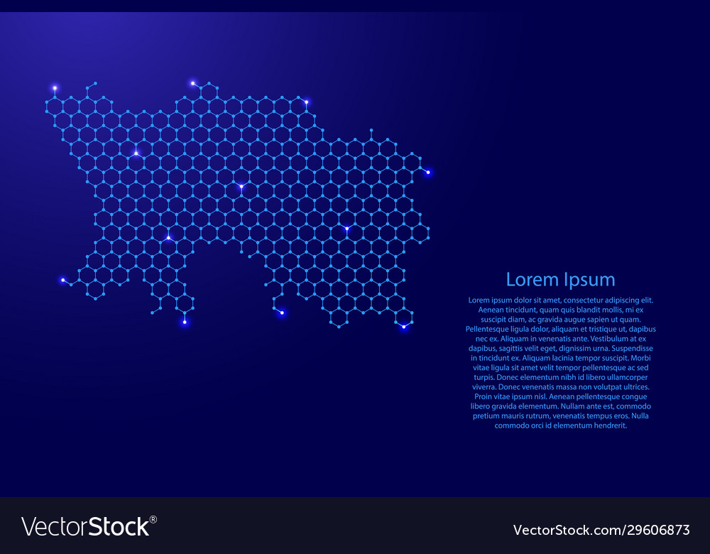 Jersey map from futuristic hexagonal shapes vector image Jersey map from futuristic hexagonal shapes
