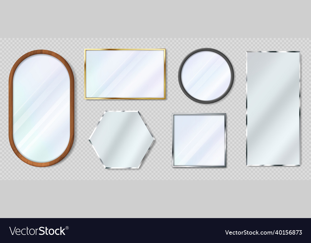 Realistic mirror in various shapes reflective Vector Image