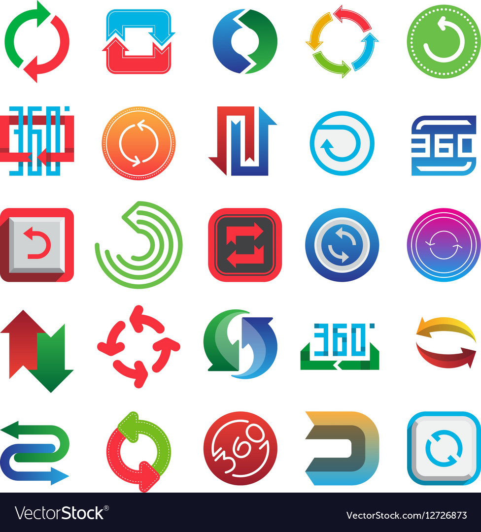 Rotate and 360 web icons set