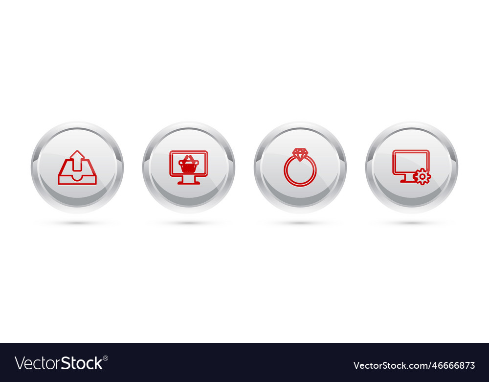 Set line upload inbox monitor with shopping Vector Image Set line upload inbox monitor with shopping