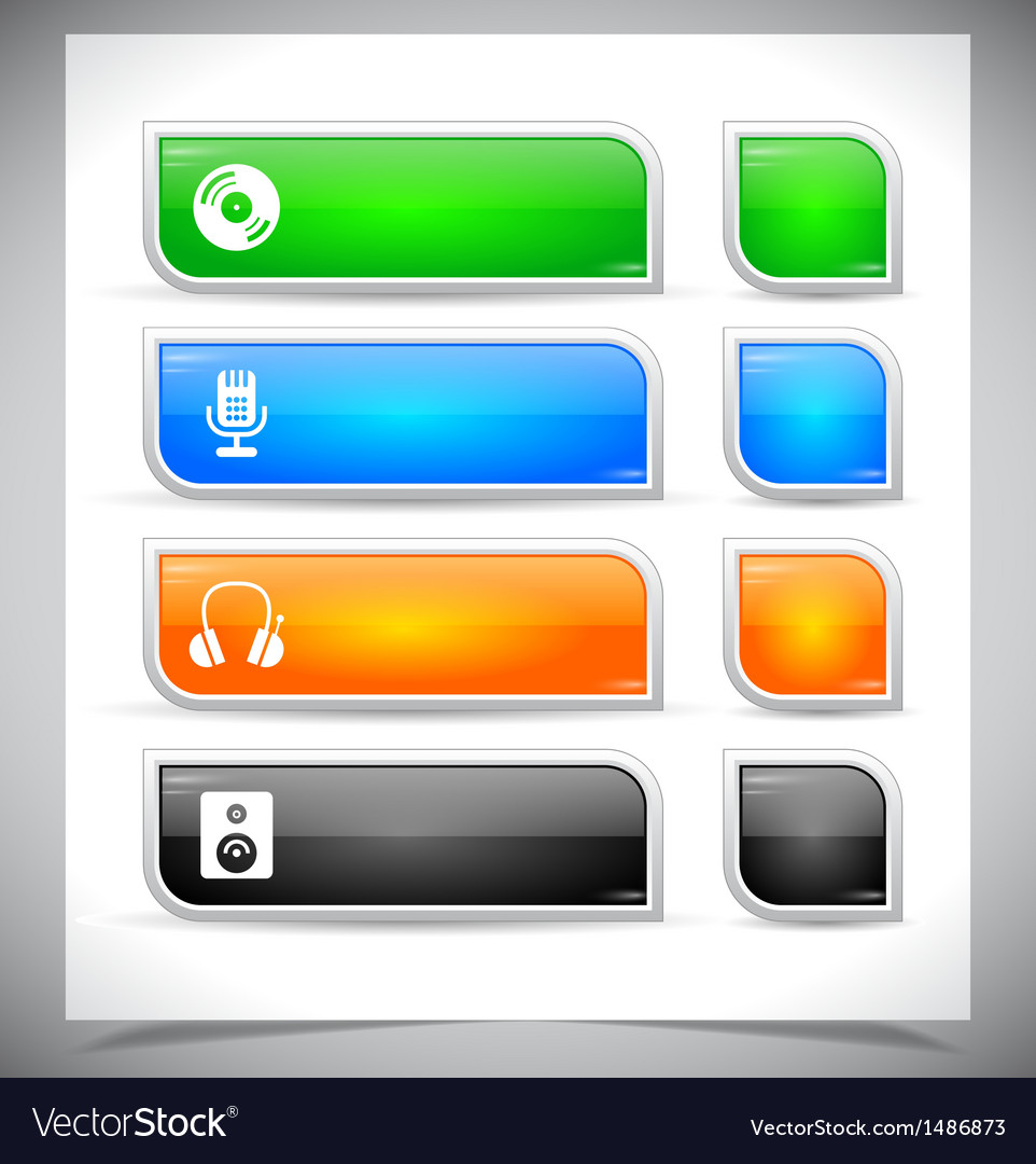 Set of color plastic buttons for web
