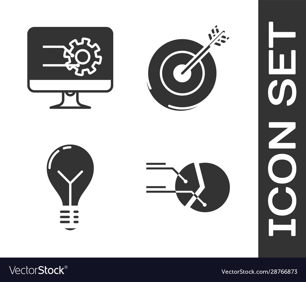 Set pie chart infographic computer monitor vector image Set pie chart infographic computer monitor