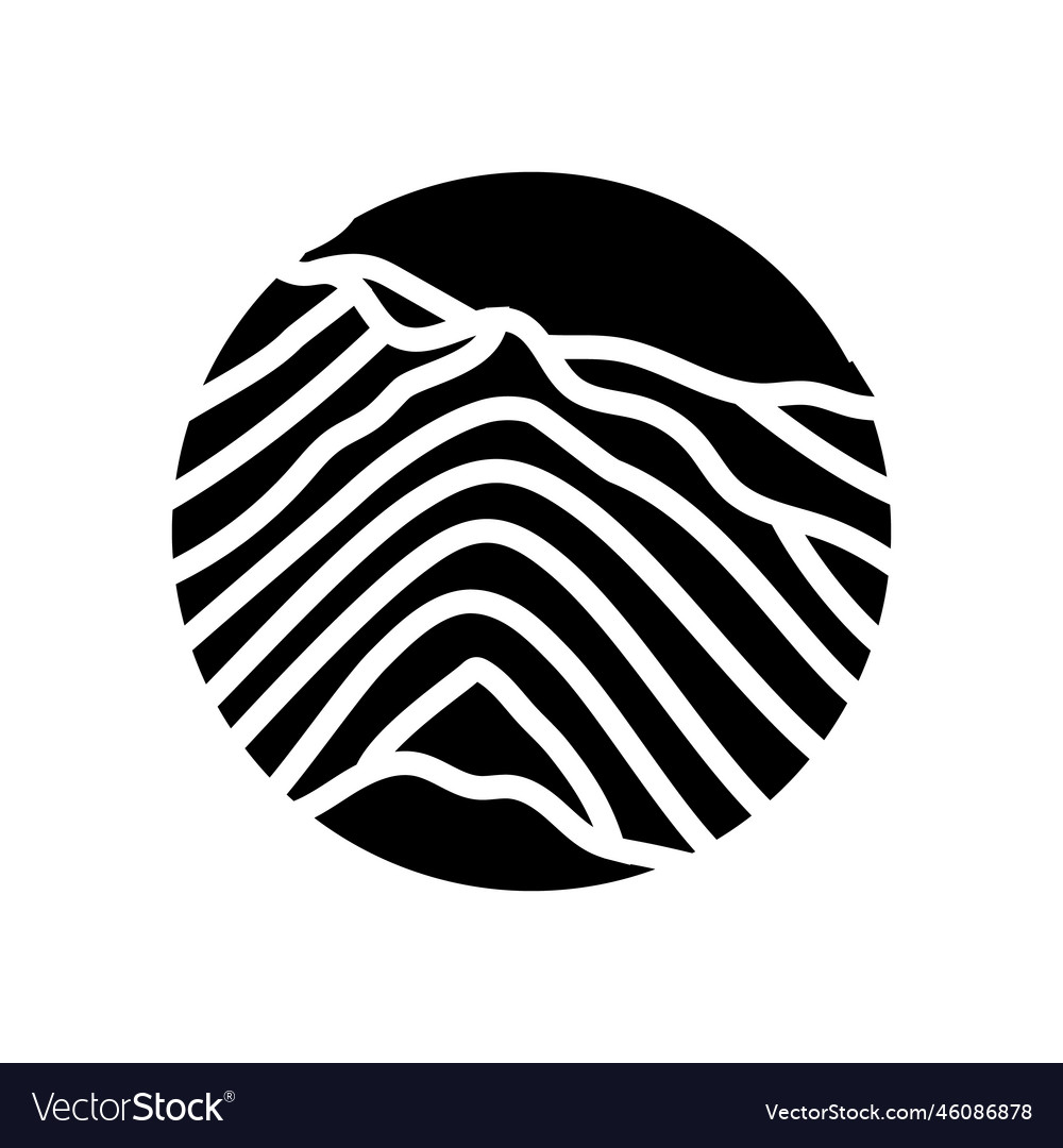 Camping mountain landscape glyph icon