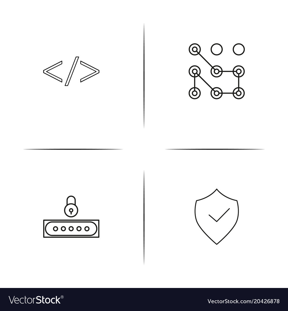 Cyber security simple linear icon setsimple
