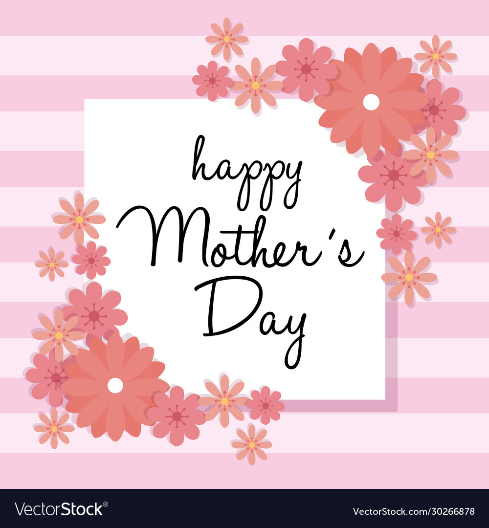 Happy mother day card with square frame Royalty Free Vector