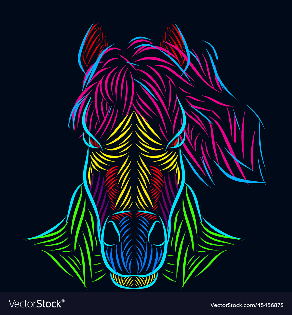 Horse animal line pop art portrait colorful logo Vector Image