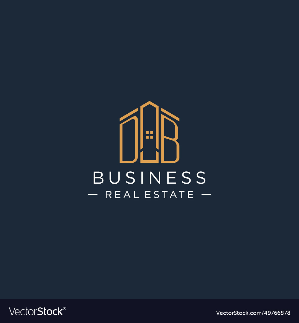 Initial letter db logo with abstract house shape