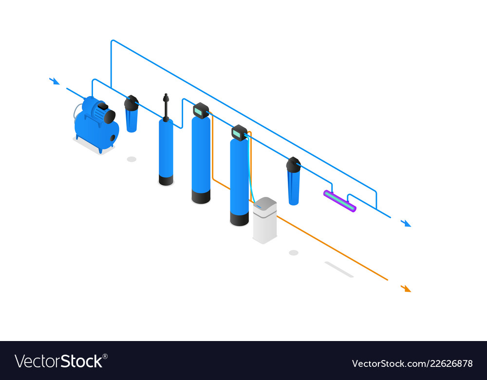 Isometrie Wasserfilter Systemschema