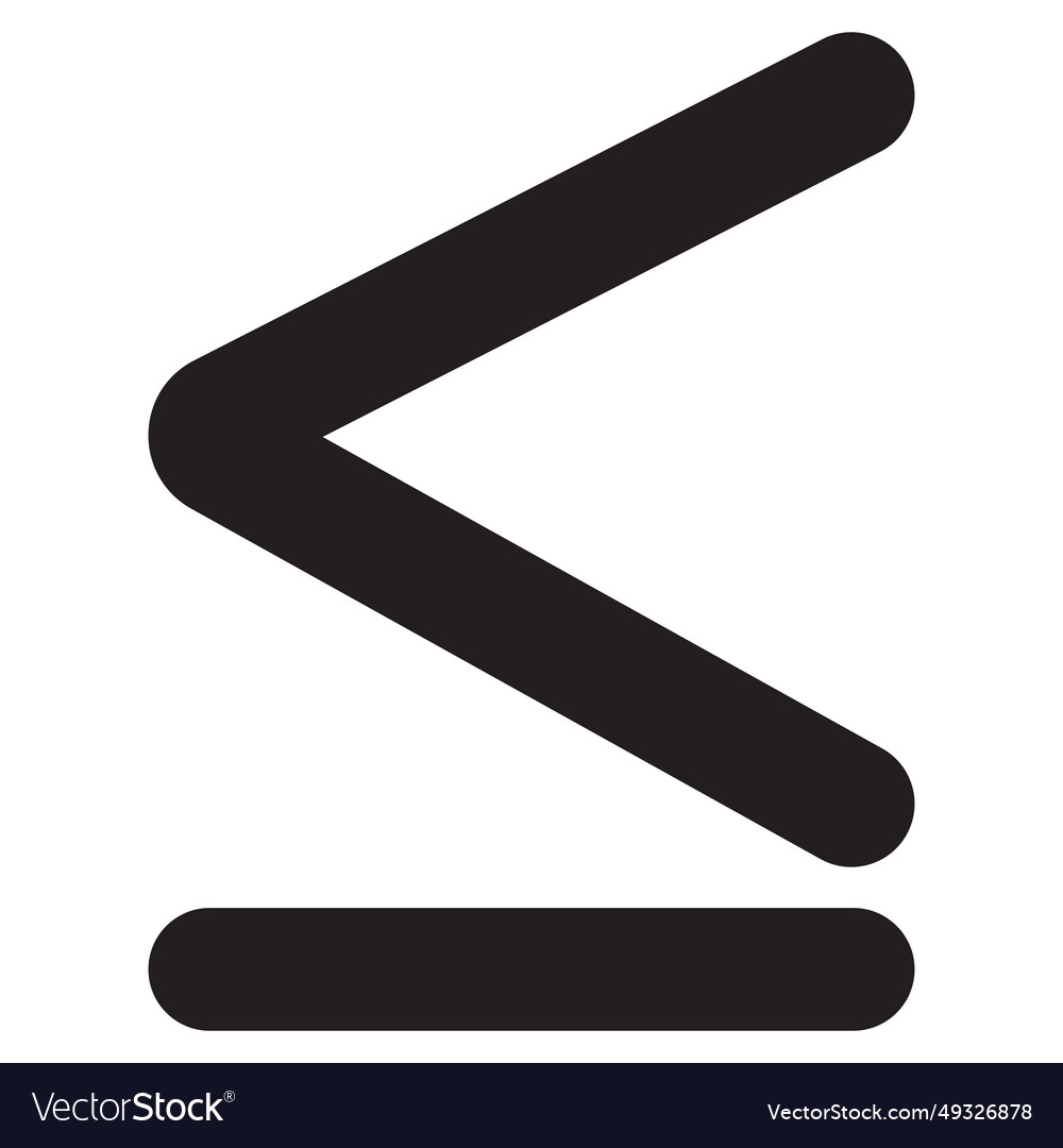 Less than or equal icon in math isolated