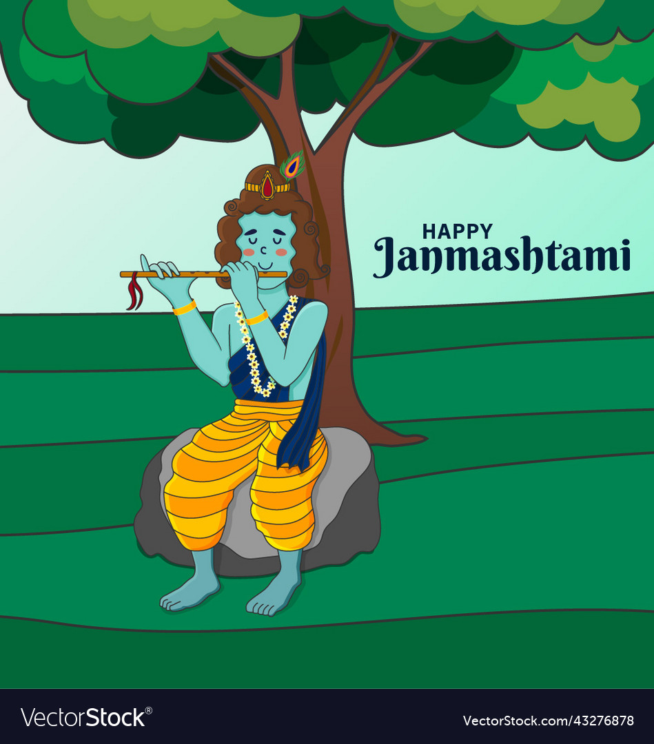 Lord krishna janmashtami cute festival poster