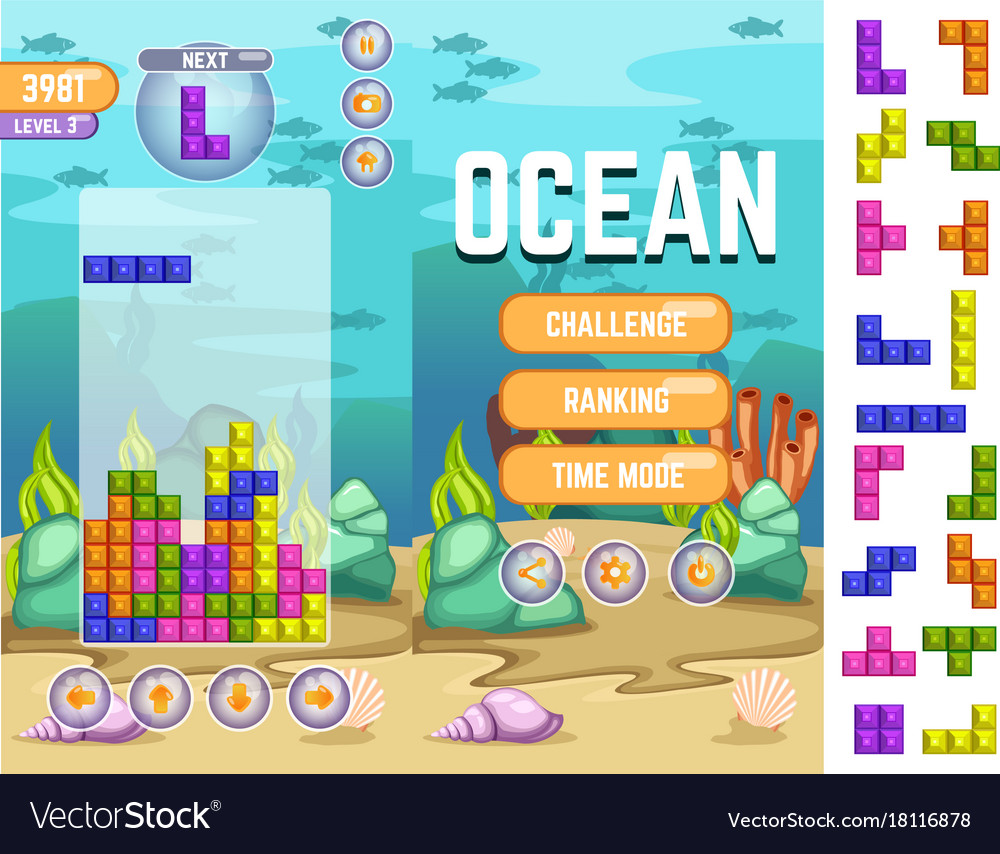 Ocean tetris matching game kit