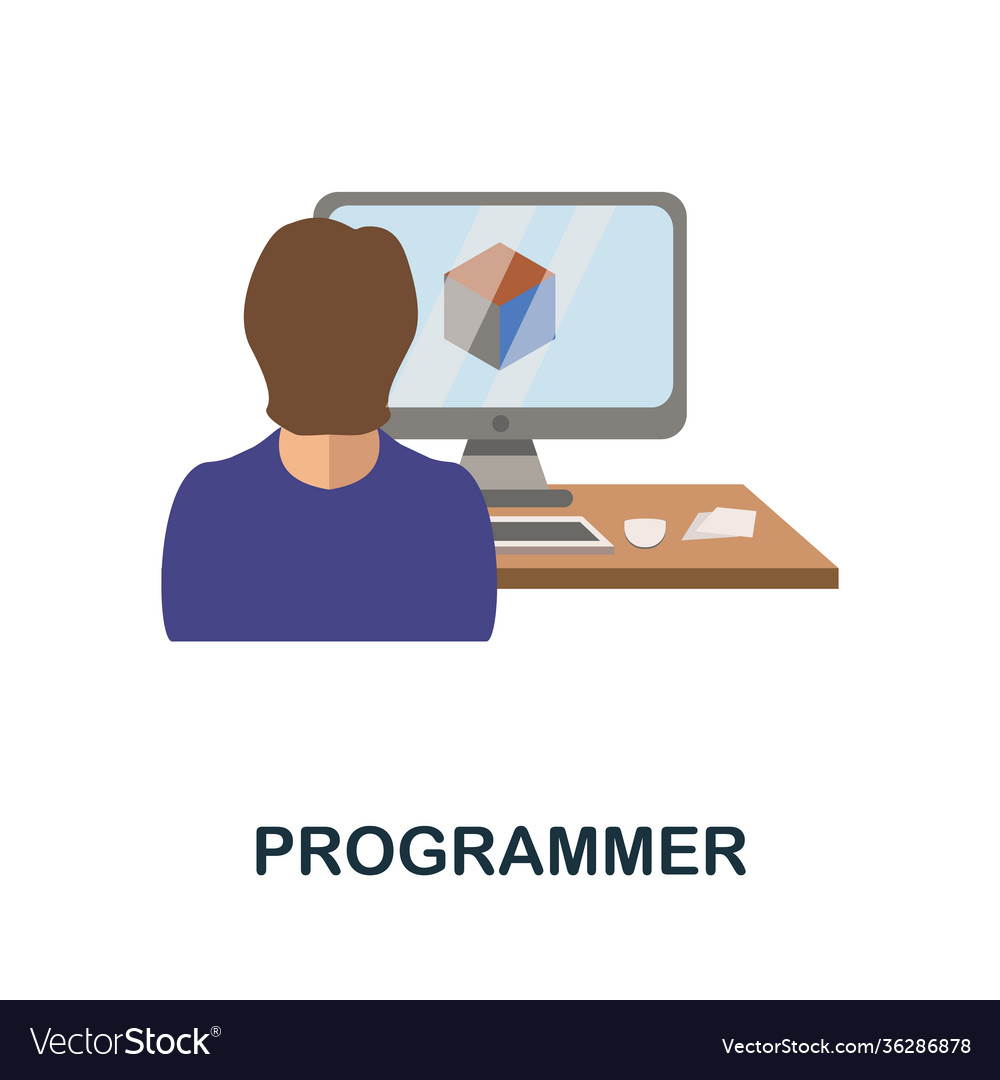 Programmierer flache Icon Farbe einfaches Element aus