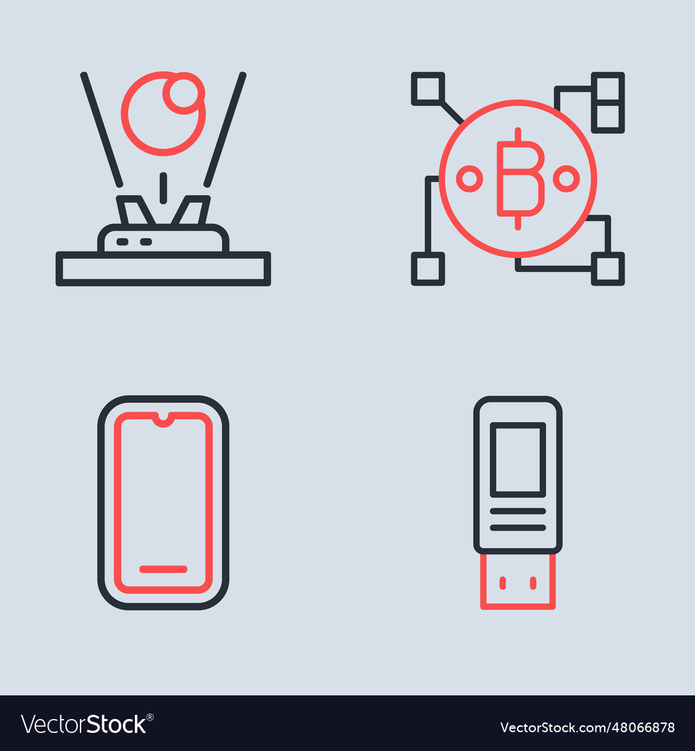 Set line blockchain technology bitcoin mobile