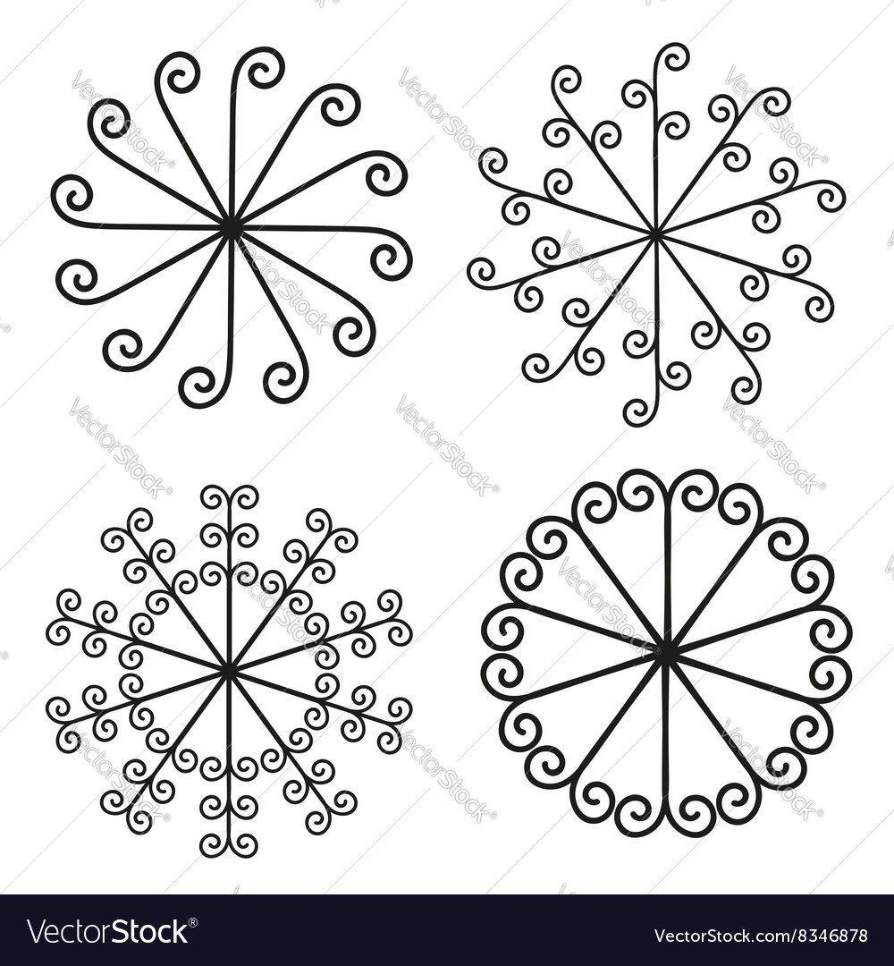 Set of elements for design - spiral curls