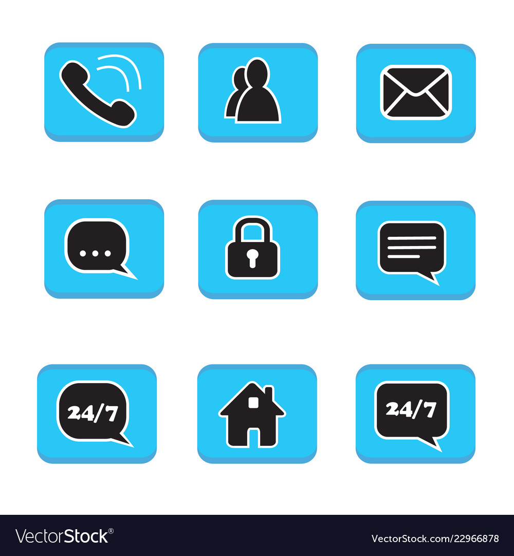 Set of web button icons contact symbol collection vector image Set of web button icons contact symbol collection