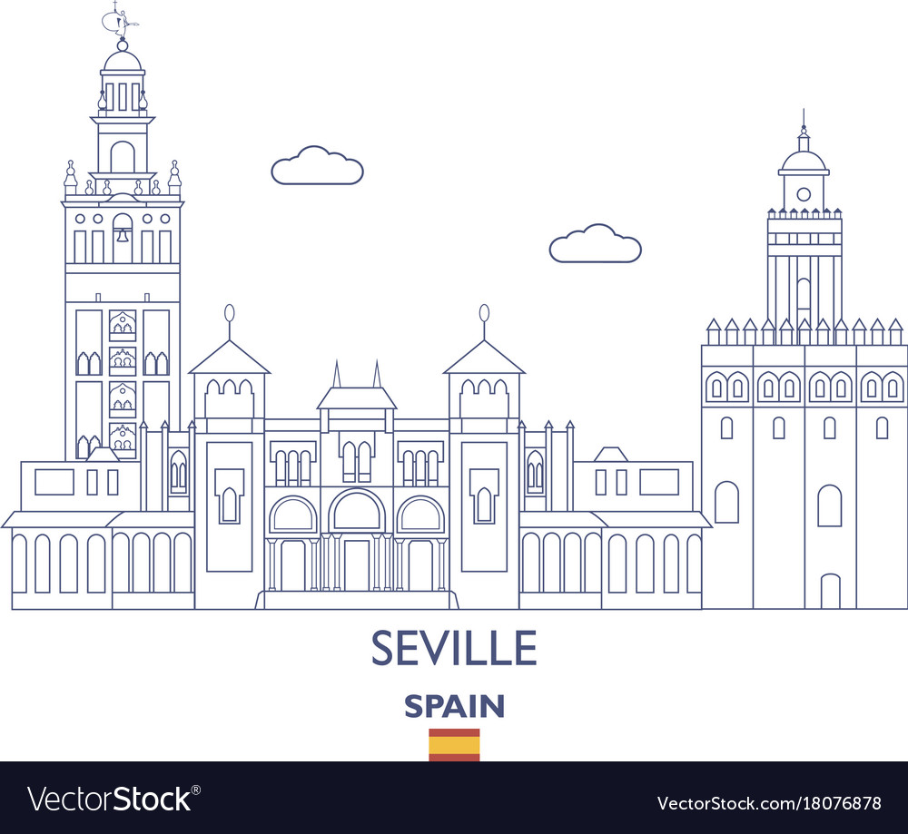 Seville city skyline Royalty Free Vector Image