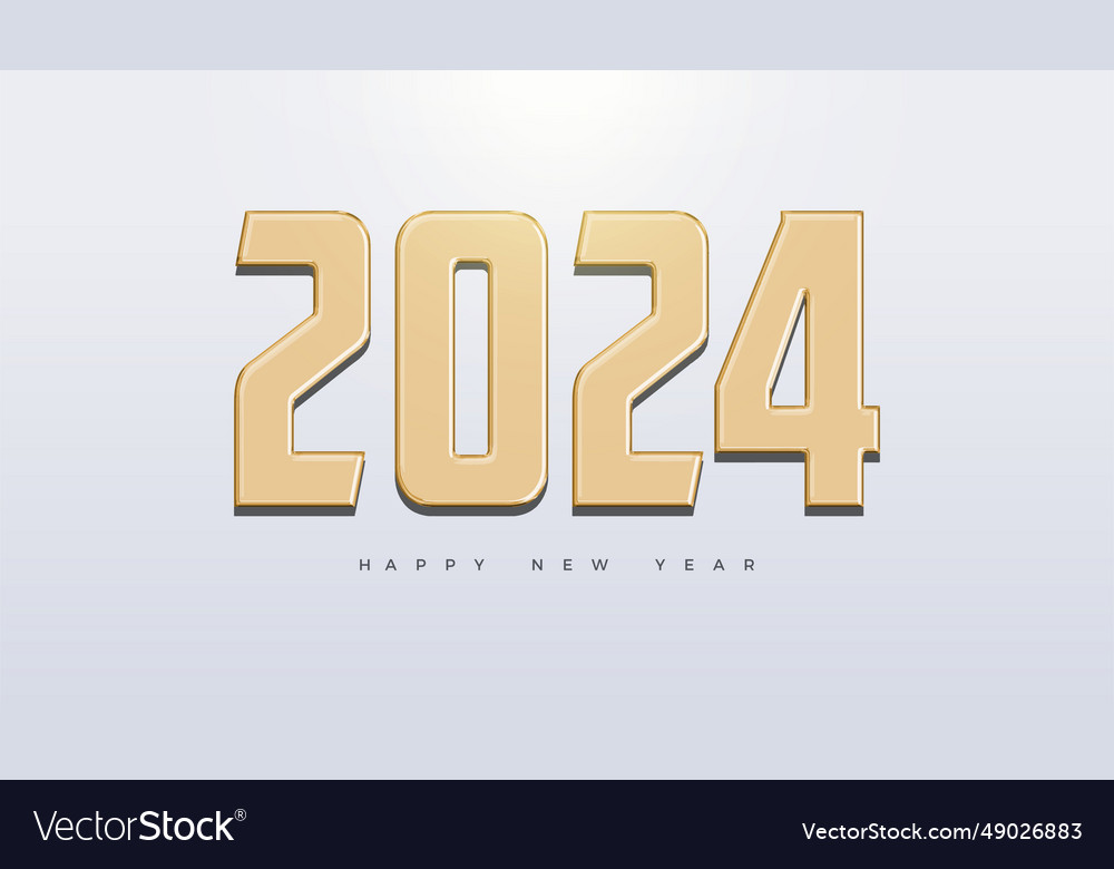 2024 bold number design with gold color on clean Vector Image