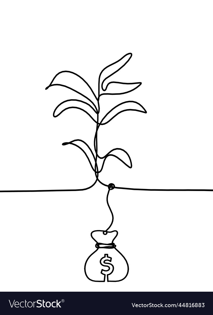 Abstract tree with dollar as line drawing