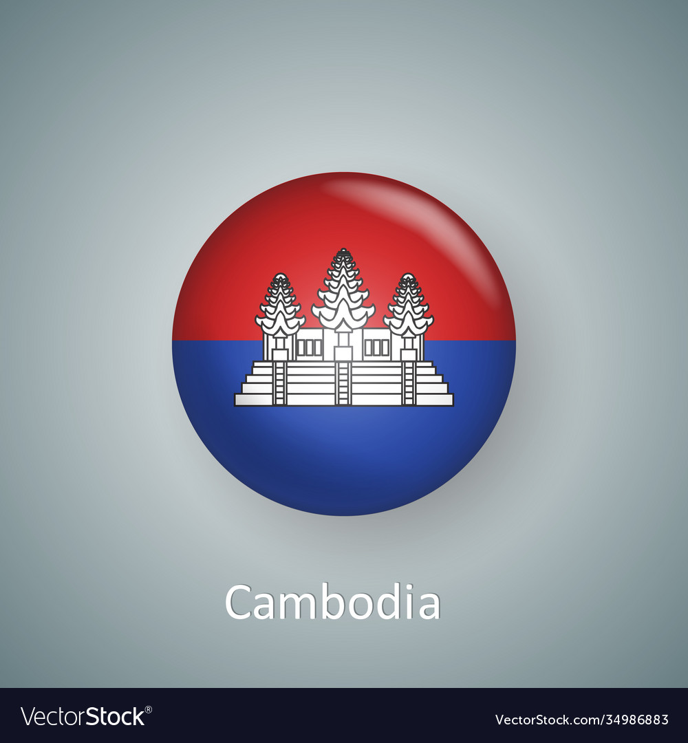 Cambodia flag icon circle 3d gradient isolated Vector Image