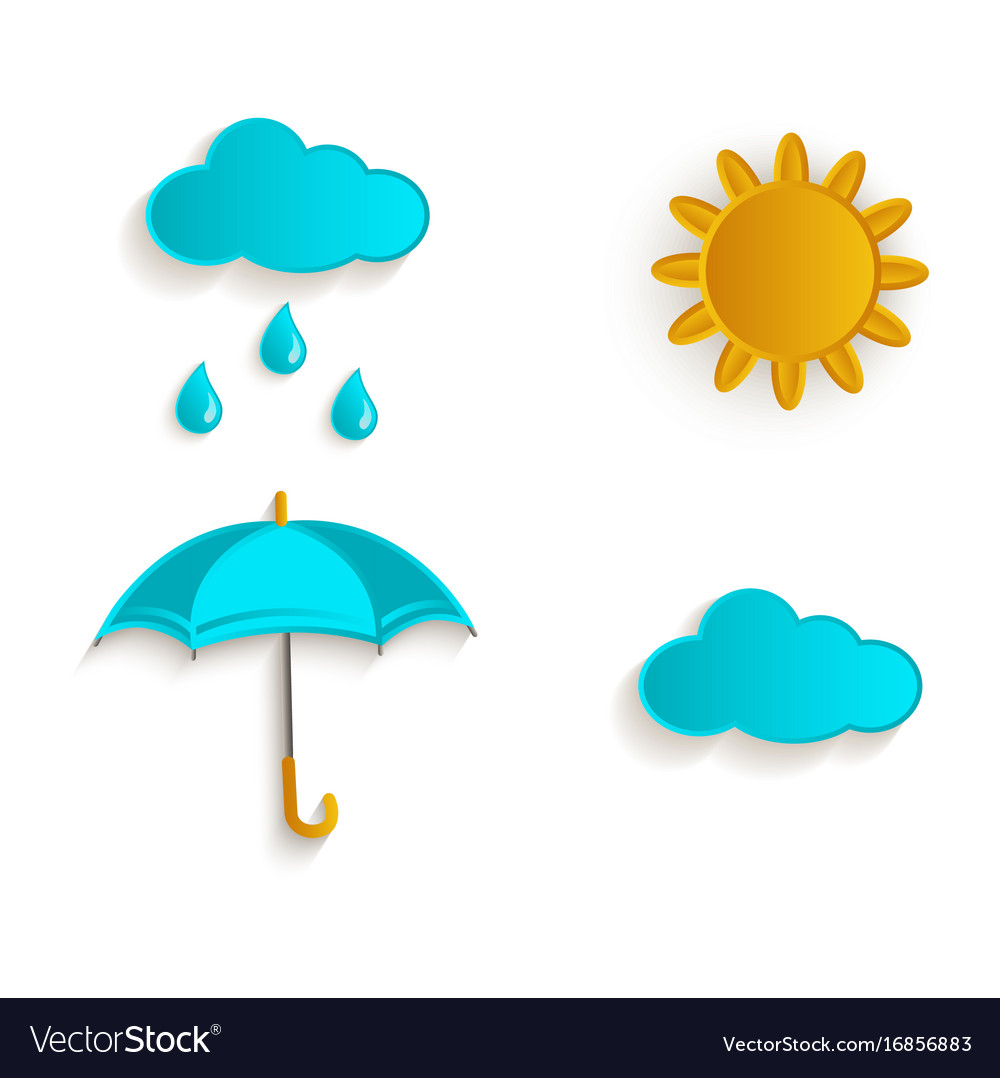 Cartoon autumn symbol objects set isolated