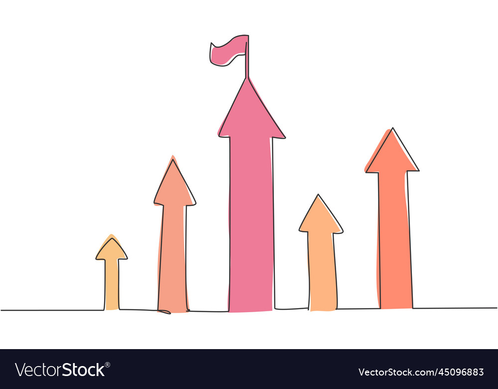 Continuous one line drawing of increasing up