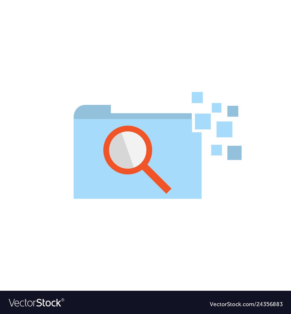 Flat file folder data searching icon vector image Flat file folder data searching icon