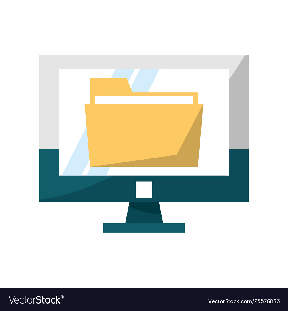 Folder on computer screen symbol