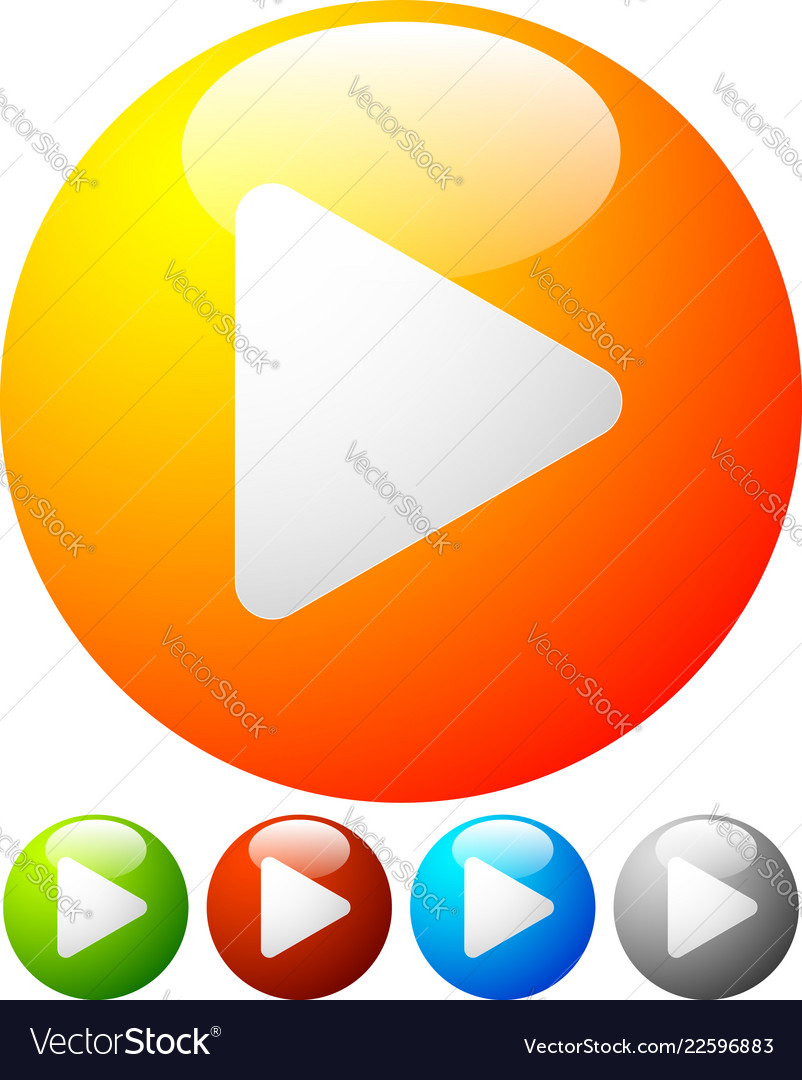 Glossy orb play buttons icons for multimedia vector image Glossy orb play buttons icons for multimedia