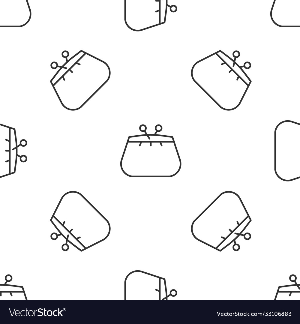 Grey line wallet icon isolated seamless pattern Vector Image Grey line wallet icon isolated seamless pattern