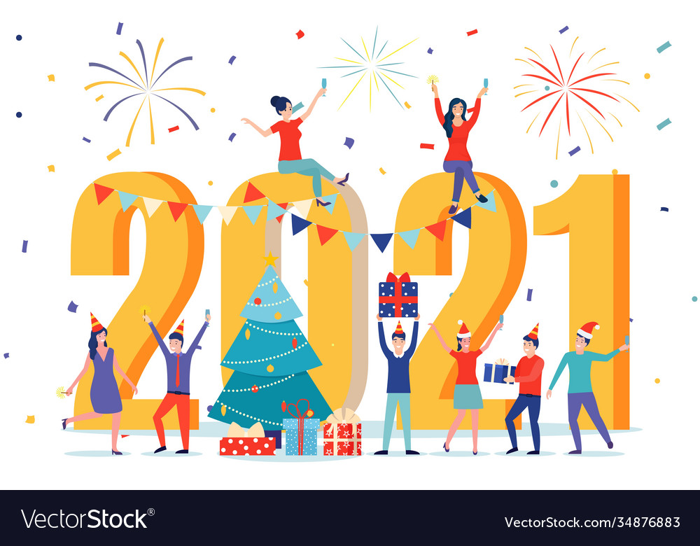 Happy new year 2021 greeting card Royalty Free Vector Image