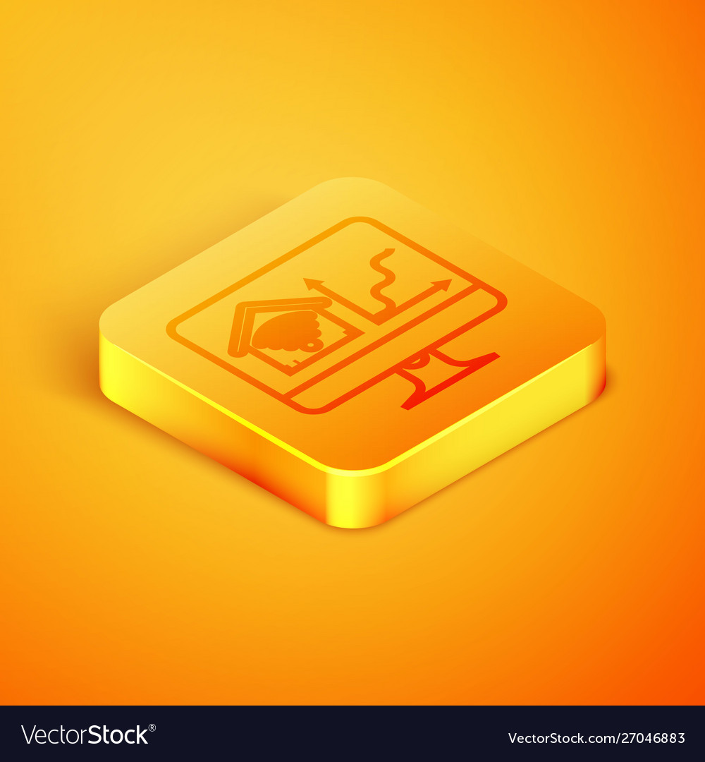 Isometric line computer monitor with smart home vector image Isometric line computer monitor with smart home