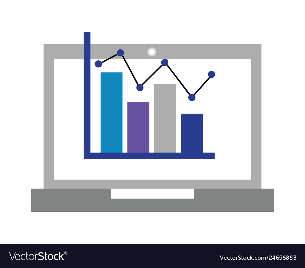 Laptop computer with statistics vector image Laptop computer with statistics