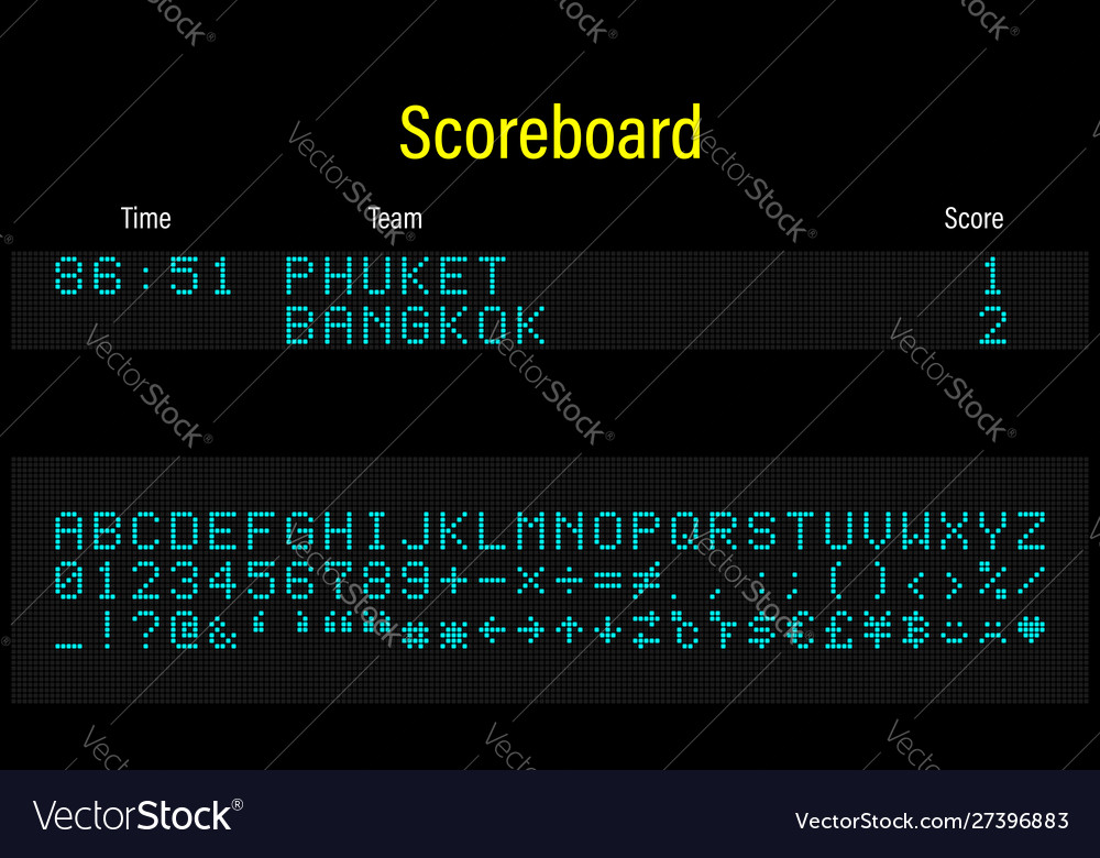 Led digital font letters numbers and symbols Vector Image Led digital font letters numbers and symbols