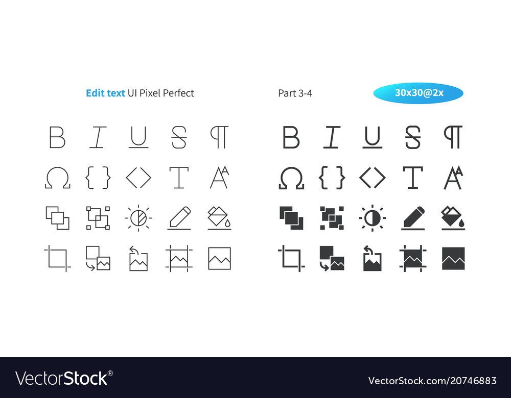 Pixel Edit Text UI Icons