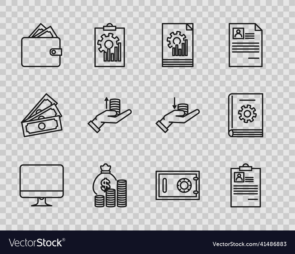 Set line computer monitor screen clipboard Vector Image Set line computer monitor screen clipboard