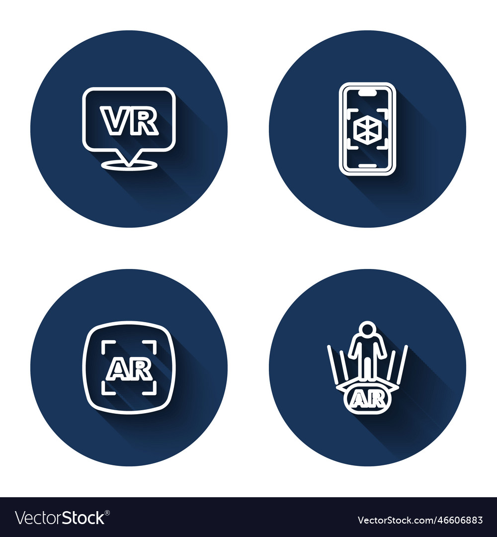 Set line virtual reality 3d modeling augmented vector image Set line virtual reality 3d modeling augmented