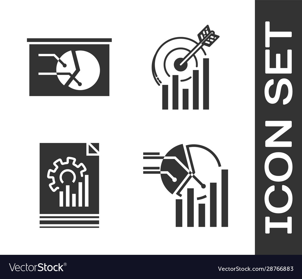 Set pie chart infographic board with graph Vector Image Set pie chart infographic board with graph