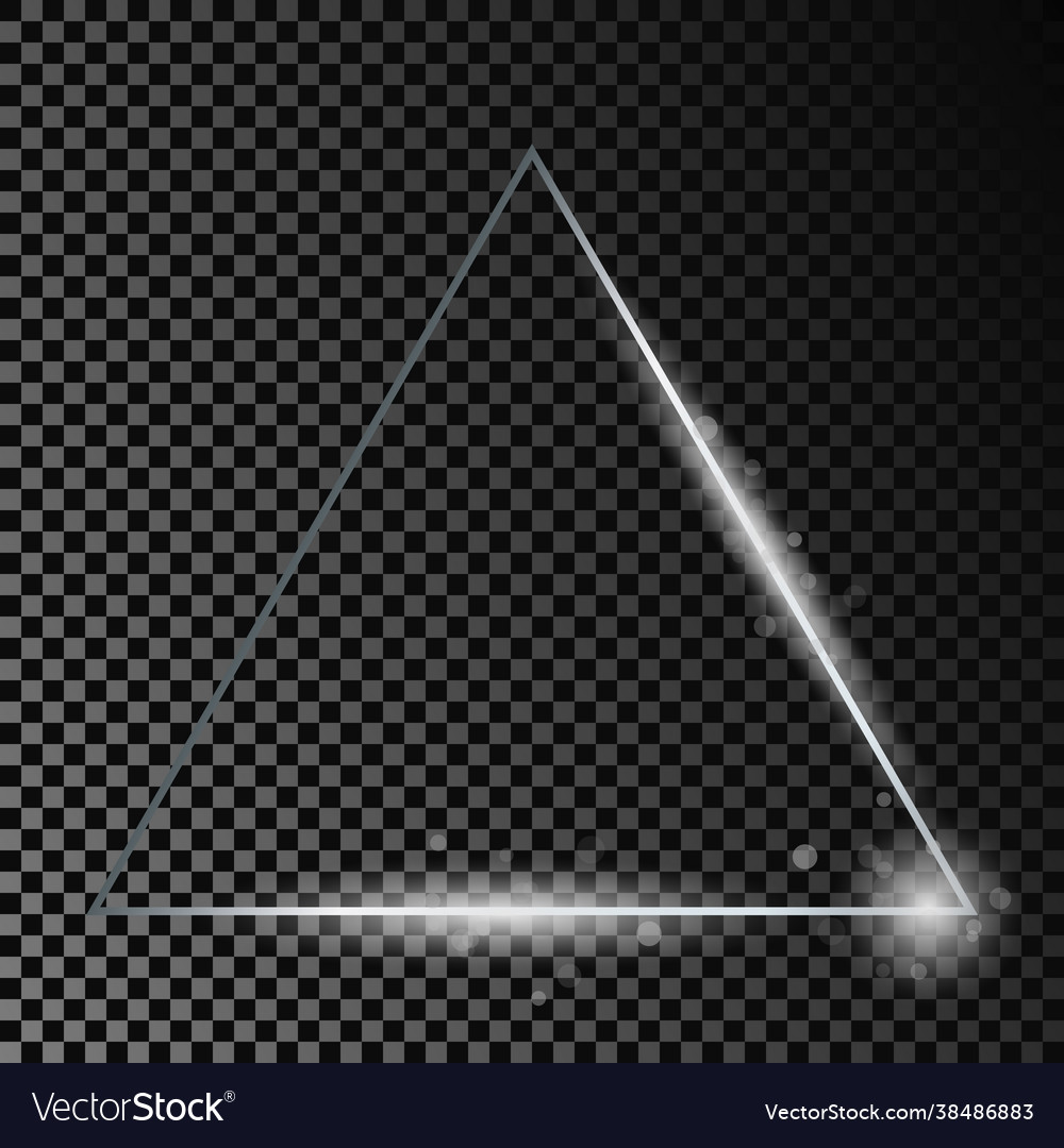 Silver glowing triangle frame with sparkles vector image Silver glowing triangle frame with sparkles