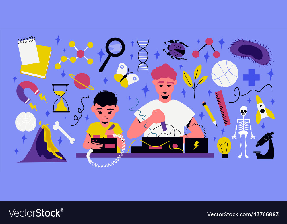 Stem camp children big set vector image Stem camp children big set