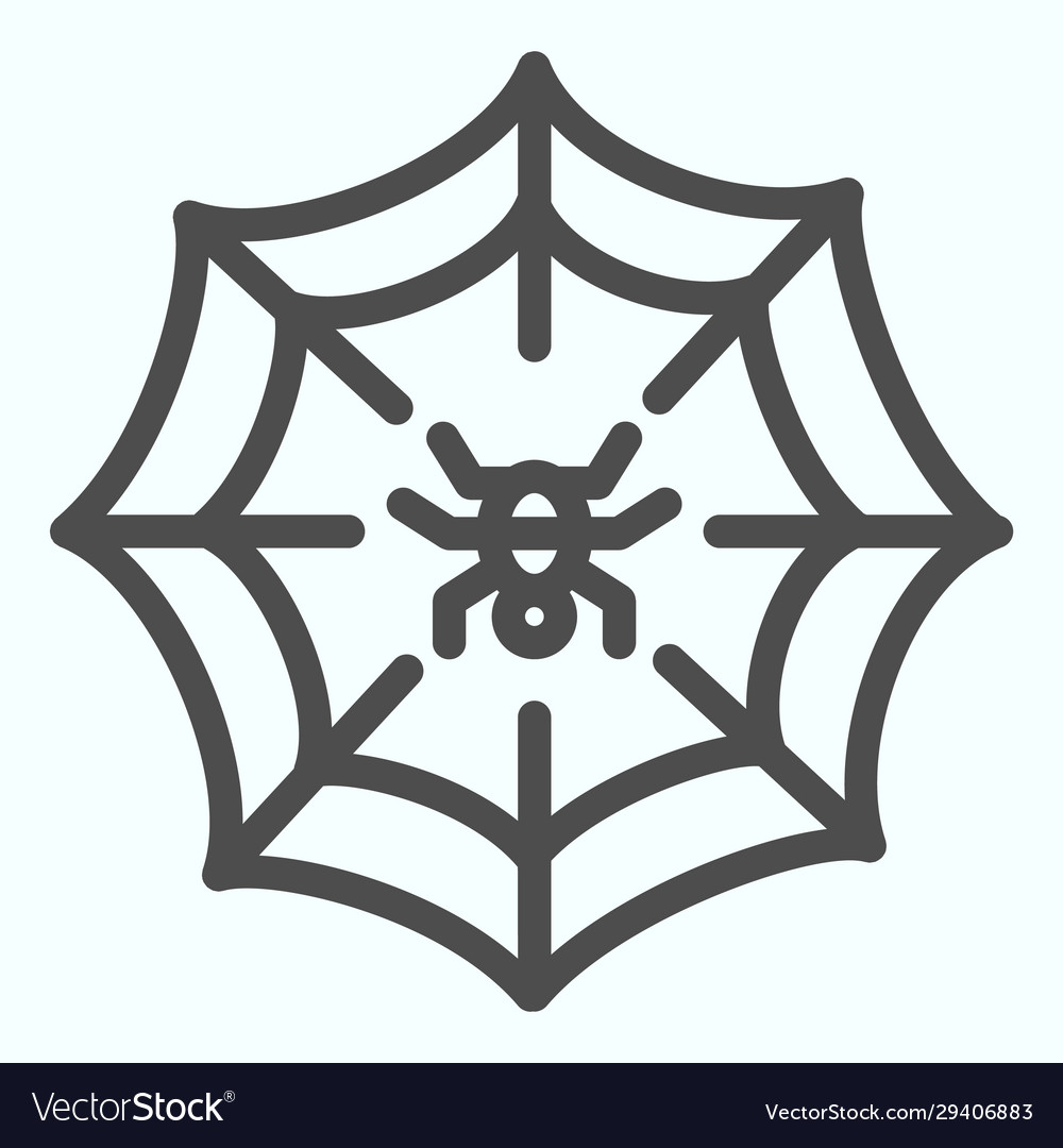 Web line icon scary net grid with spider Vector Image Web line icon scary net grid with spider