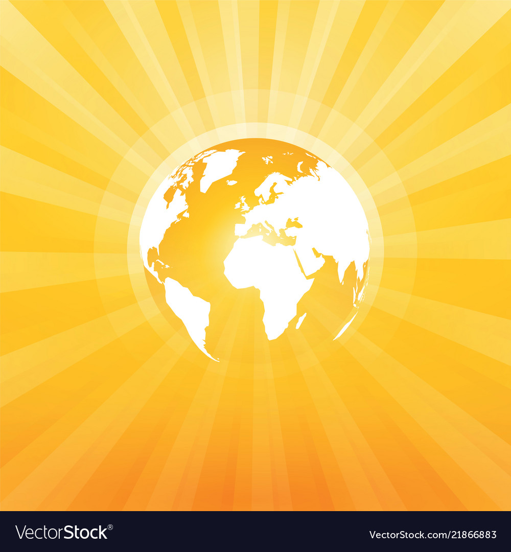 Yellow world map sun ray