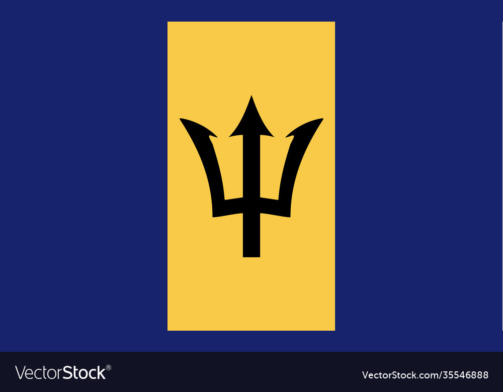 Barbados national flag in exact proportions