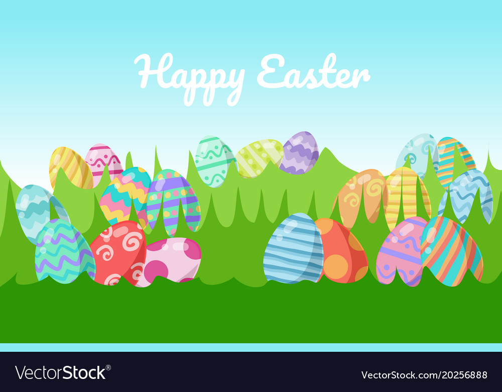 Colored easter eggs pattern with different style