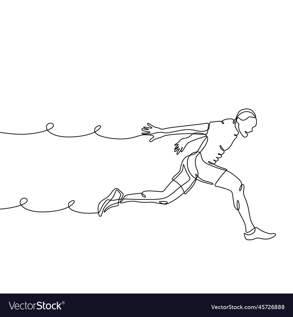 Continuous line drawing of running man minimalism