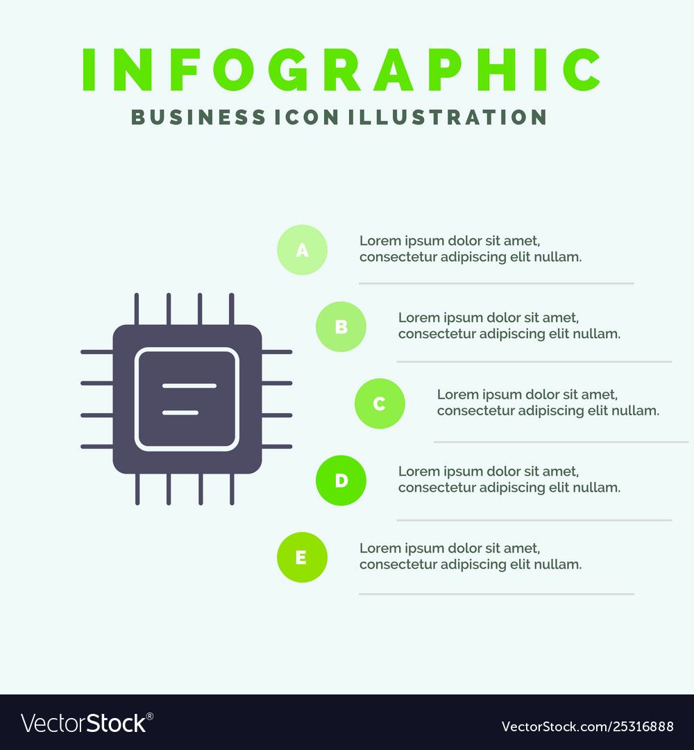 Cpu microchip processor solid icon infographics 5 Vector Image Cpu microchip processor solid icon infographics 5