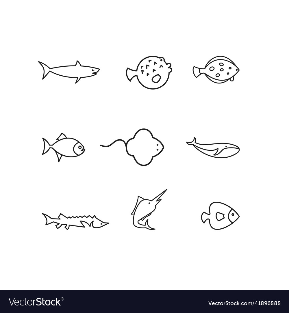 Fish icon set Royalty Free Vector Image - VectorStock