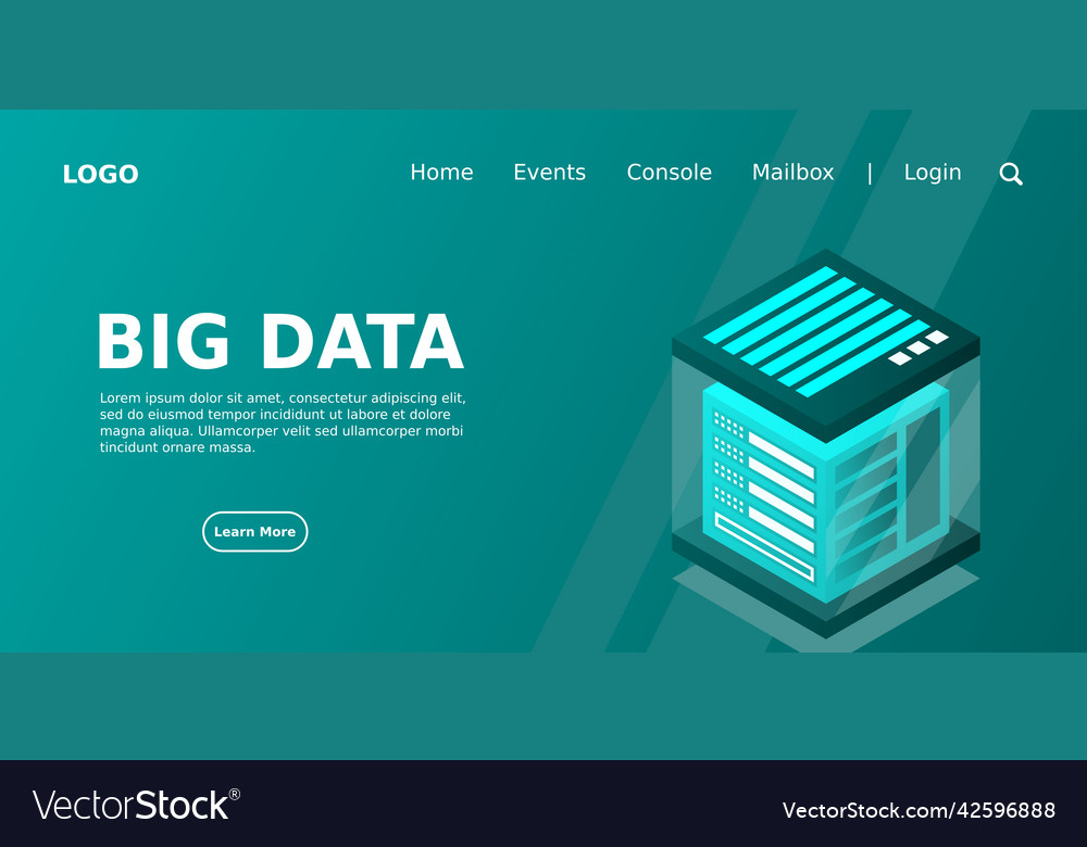Isometric digital technology web banner big data Vector Image