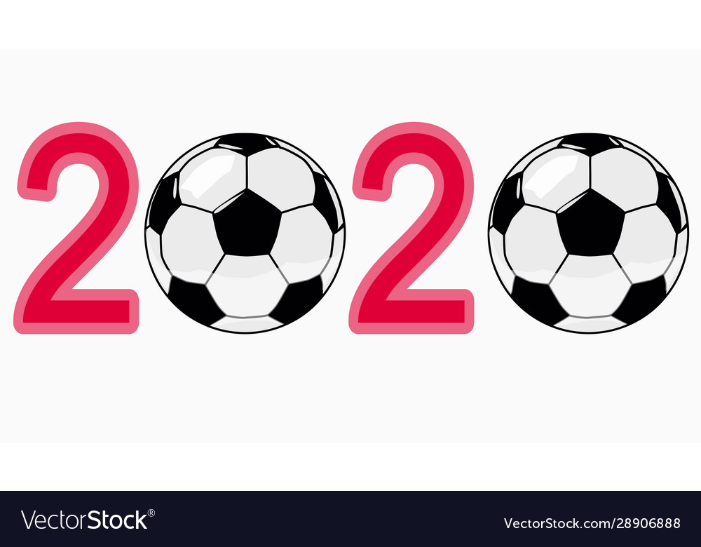 Lettering 2020 with soccer balls symbol