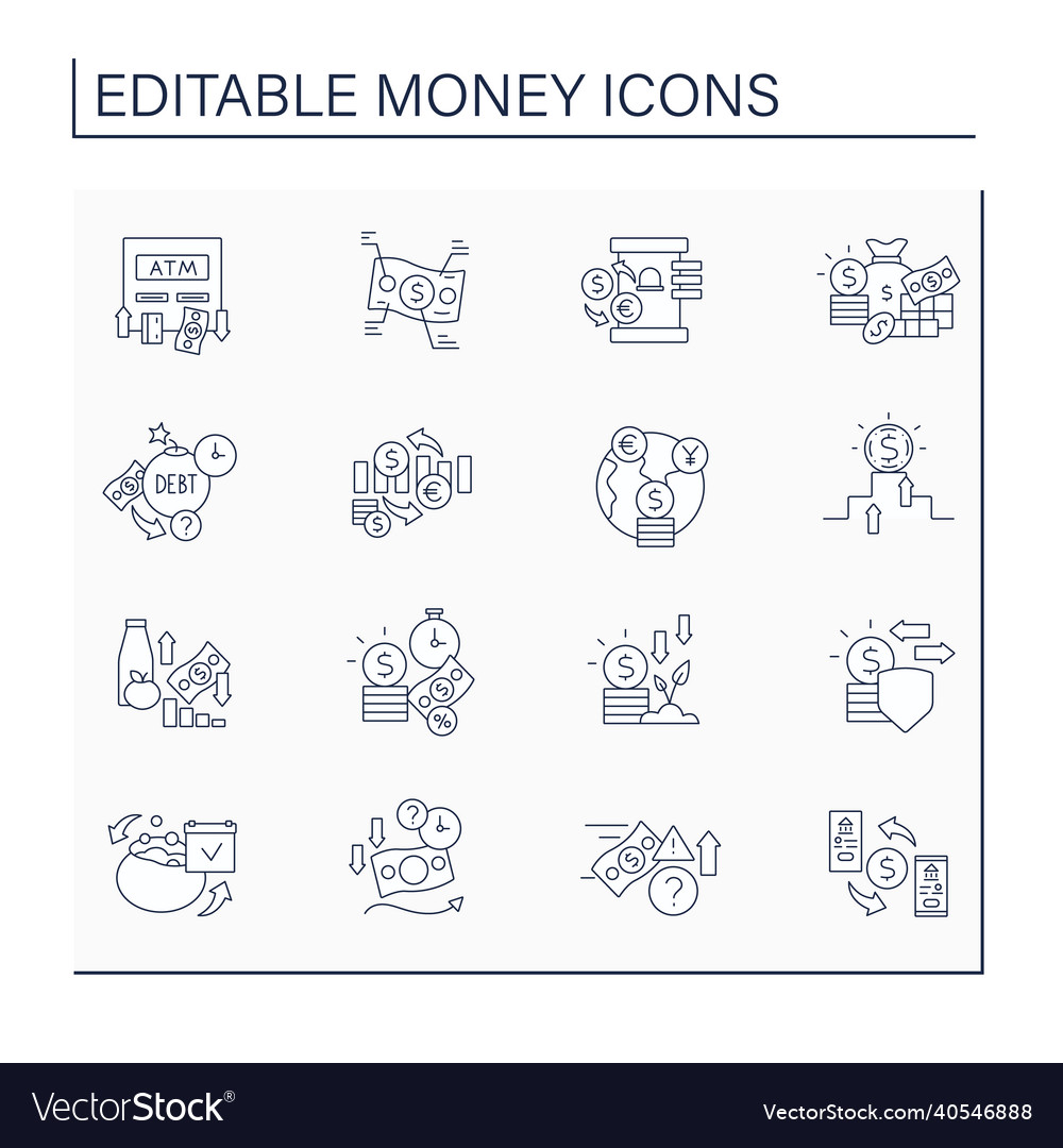 Money line icons set