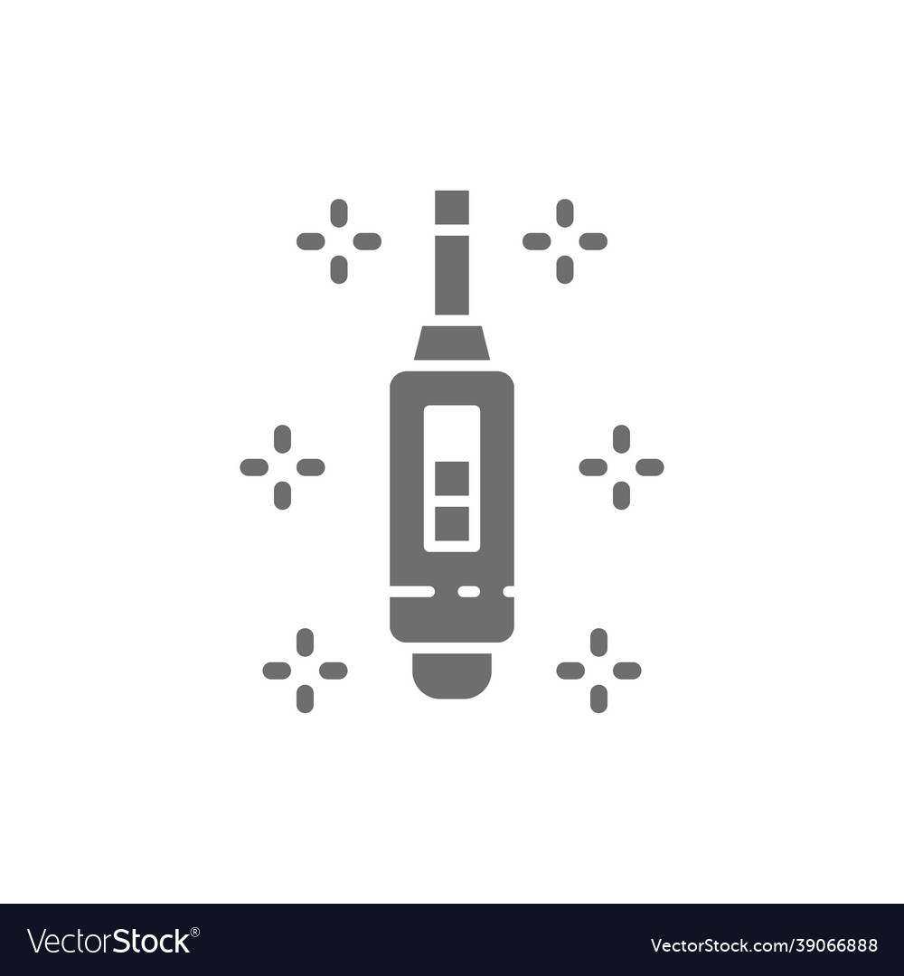 Pregnancy test with positive result grey icon vector image Pregnancy test with positive result grey icon